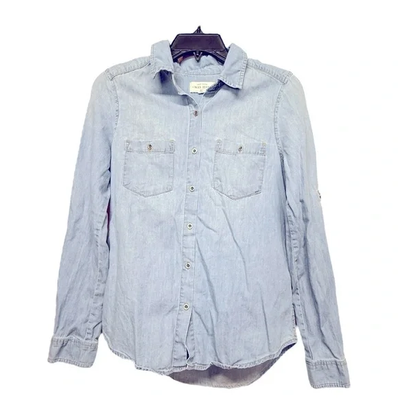 Wax Jean Blue Denim Blouse Long Sleeve Size Small - Picture 2 of 5